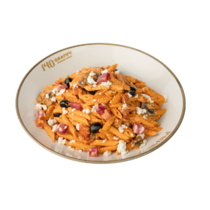 Penne Cipitò con salsiccia secca, olive nere e ricotta mustia di 140 Grammi Pessina a Cagliari